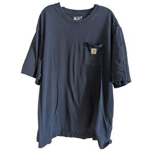 Carhartt Men's Blue 2XLT T-Shirt Loose Fit Short Sleeve Heavyweight Pocket‎ K87